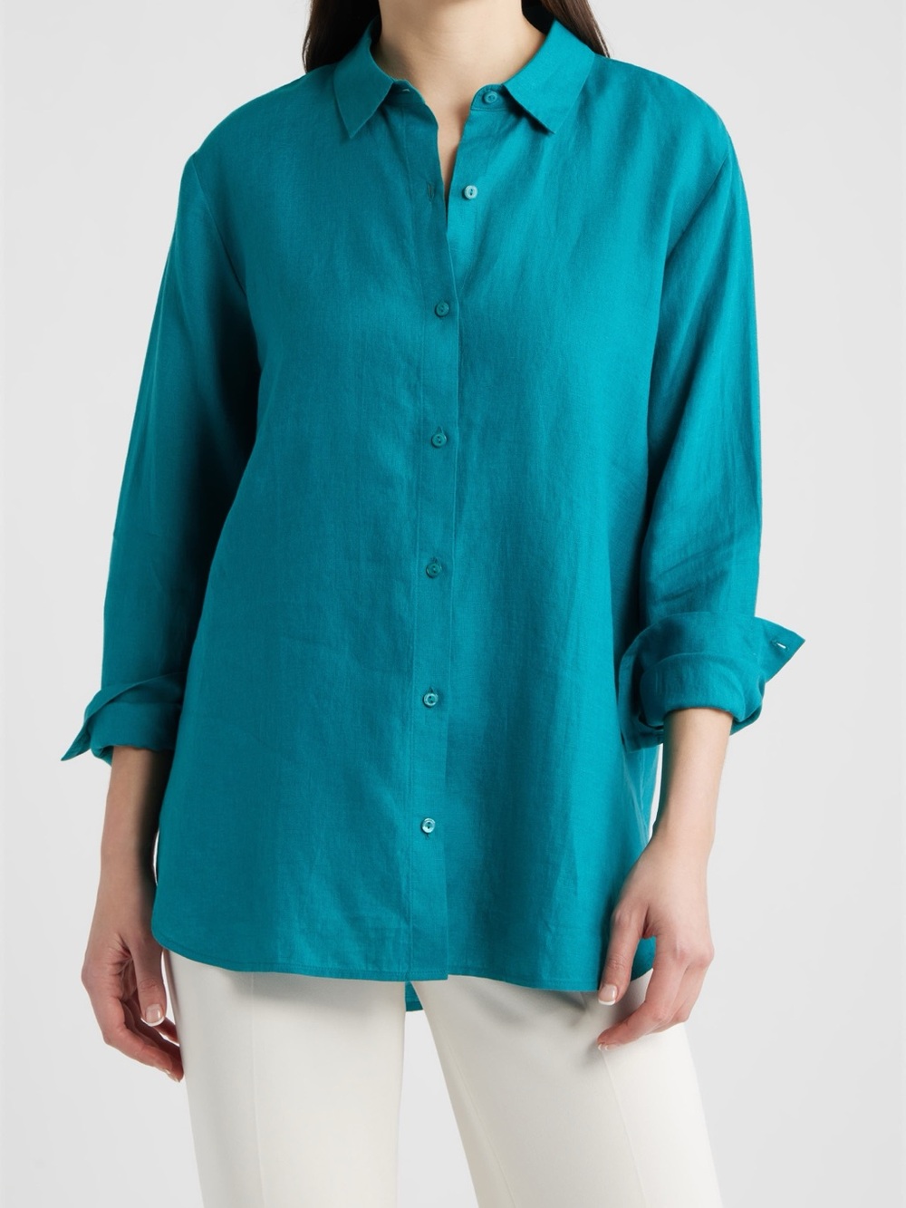 Lauren Ralph Lauren 100% Linen Teal Herringbone Button Down Shirt XL